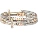 Heirloom Finds Crystal Sideways Cross Wrap Bracelet of Silver Tone Mesh with Tri Color Beads