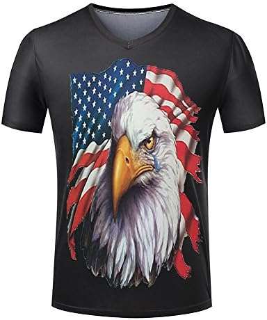 The Mountainbank fashion Tee Shirt fashion Guys V-neck Shirt Eagle cool Flag Tee Shirt
