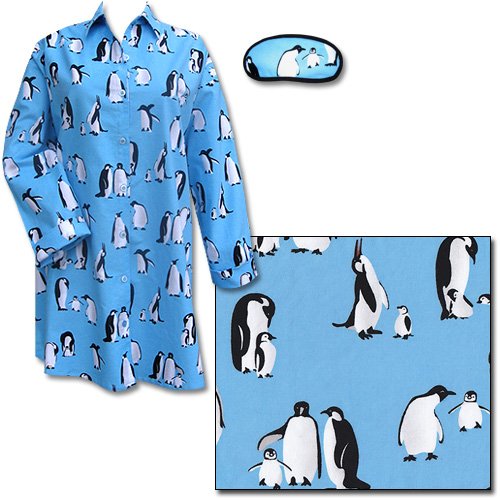 The Cat's Pajamas Penguins Flannel Nightshirt extra-small