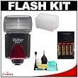 Vivitar High Power Auto Flash DF-383 with Bounce & Swivel Head + STO-FEN + (4) AA Batteries & Charger + Cleaning Kit for Canon EOS Rebel XT, XTi, XS, XSi, T1i, 50D, 40D, 5D SLR Digital Cameras