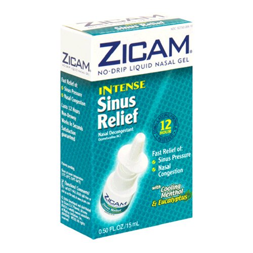 Zicam No Drip Liquid Nasal Gel with Cooling Menthol & Eucalyptus Intense Sinus Relief 0.5 Ounce (Pack of 2)