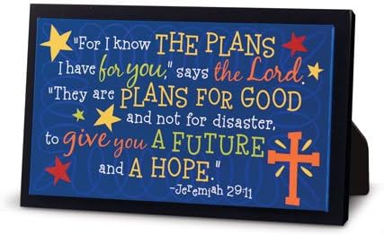 Colorful Graduation Christian Plaque with Easel - Jeremiah 29:11