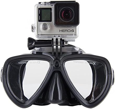 Aloma Dive Scuba Snorkel Goggle Gopro Diving Mask with Tempered Glasses and Camera Mount for Action Camera GoPro Hero HD, Hero 4, Hero 3+, Hero 3, Hero 2, Hero 1, Sj4000, SJ5000 Xiaomi Camera (Black)