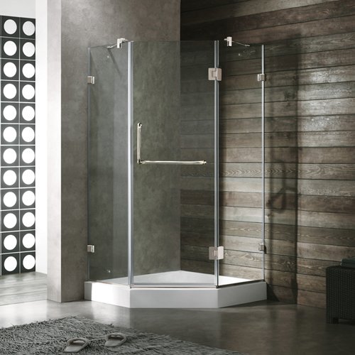 Vigo VG6062BNCL40 40 x 40 Frameless Neo-Angle 3/8 Clear/Brushed Nickel Shower Enclosure