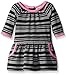 Marmellata Girls' Black and Pink Striped Knit Dress