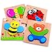 MAGIFIRE Wooden Animal Jigsaw Puzzles for Toddlers 1 2 3 Years Old,Boys&Girls Educational Toys Gift with 4 Animals Patterns,Bright Vibrant Color Shapes
