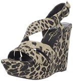 Jessica Simpson Women's Claria Wedge Sandal,Brown Leopard Linen,6.5 M US