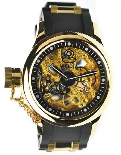 Invicta Russian Diver Gold Skeleton Dial Mechanical Ladies Watch 1844