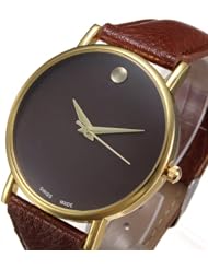 Fashion & Casual Watche Unisex PU Leather Woman Man Analog Quartz Watch Wrist Watch