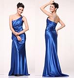 IMAGE OF #7702 One Shoulder Ruched Side Bridesmaids Satin Evening Dress
