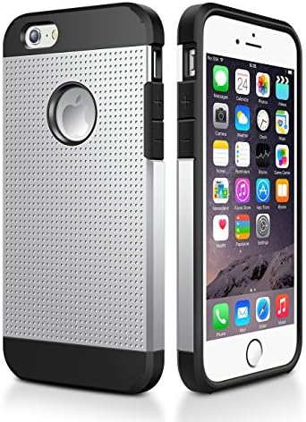 iPhone 6S Case,iPhone 6 Case,Geminiman[Flexible TPU Bumper&amp;Hard Solid PC Shell Back]Hybrid Dual Layer Slim Fit Heavy Duty Protection Cover[Free Glass Screen Protector]For iPhone 6S 6 4.7 Inch-Silver