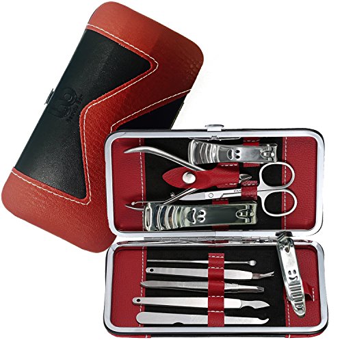 Manicure, Pedicure Kit, Nail Clippers Set of 10, Stainless Steel Manicure Tools Kit with Portable Travel Case, All in One Beauty Care Tools, By Beauty Bon®