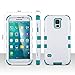 ULAK Galaxy S5 Case, 3-Piece Shock Absorbing Dual Layer Protective Case with Soft Silicone Skin Hard PC Grip Cover for Samsung Galaxy S5 (2014) (White/Blue)