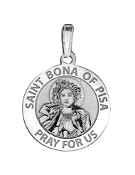 Saint Bona of Pisa Medal - Available in Solid 14K Yellow or White Gold, or in Sterling Silver