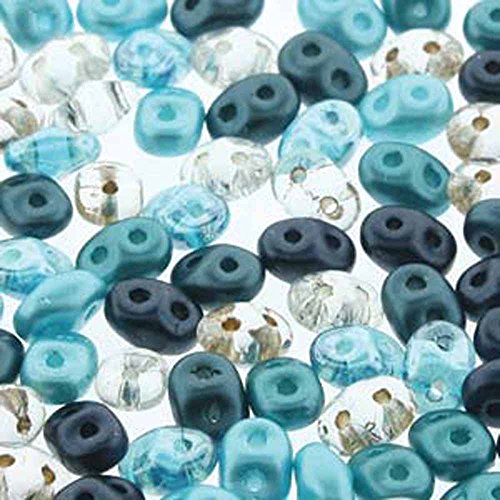 SuperDuo Caribbean Seas Mix 2.5x5mm 2 Hole Beads Czech Glass Seed Beads 100 Gram Bag