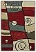 Anti-Bacterial Rubber Back AREA RUGS Non-Skid/Slip 3x5 Floor Rug | Multicolor Red Abstract Geometric Shapes Indoor/Outdoor Thin Low Profile Living Room Kitchen Hallways Home Decorative Traditional Rug