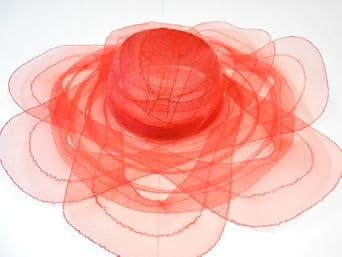 Wide Brim Poly Braid Fashion Hat / Red / Red Hat Lady Society