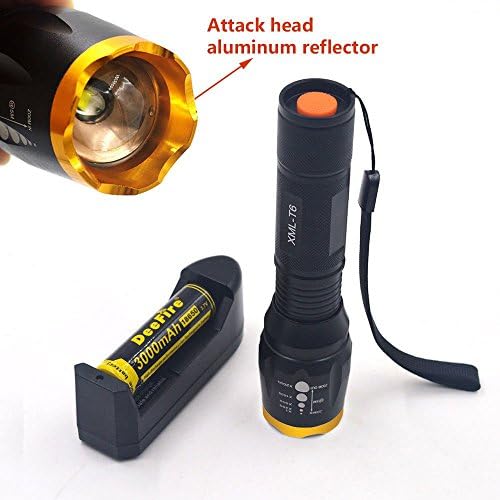 Ultrafire 2500Lm Hunting T6 LED Flashlight Zoomable Focus Torch 18650 AC Charger