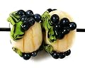 Wine Country on Ivory Mini Lampwork Beads Matched Pair