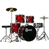 Wine Red 20 Lug Full Size Drum Set with Cymbals Stands Sticks & Stool