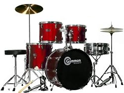 Wine Red 20 Lug Full Size Drum Set with Cymbals Stands Sticks & Stool Gammon Percussion