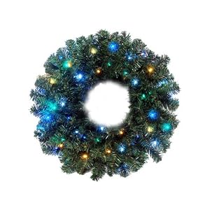 30 Pre-Lit Battery Operated LED Lighted Christmas Wreath - Blue Multi Lights by 