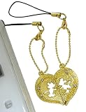 ディズニー『ミッキー＆ミニー』ハート型KISSペアストラップ《GD/WH》2個セット
