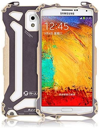Gundam Double Color Oxidation Aluminum Metal Protective R-JUST Mobile Phone Cases Covers Accessories For Samsung Galaxy Note 3 Gold 4.7 Inch
