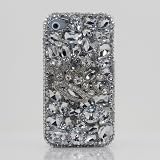 3D Swarovski Diamond Silver Crown Crystal Bling Case Cover faceplate for iphone 4 4S AT&T Verizon & Sprint (Handcrafted by BlingAngels)