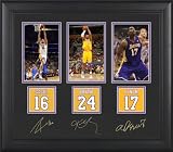 LAKERS FRAMED 3 PHOTOS (KOBE, GASOL, BYNUM) w/FAC SIGS - Framed NBA Photos, Plaques and Collages