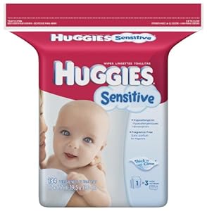 Huggies Sensitive Baby Wipes, Refill, 184-Count Pack (Pack of 3)