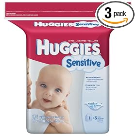 Huggies Sensitive Baby Wipes, Refill, 184-Count Pack (Pack of 3)