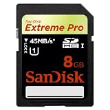 SanDisk 8GB Extreme Pro - SDHC - UHS Speed Class 1 - High Performance memory card (SDSDXP1-008G-X46, Retail Packaging) - NEW 45MB/s version