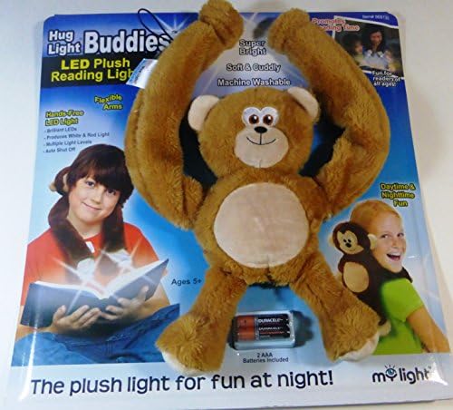 Hug Light Buddies Benji Teddy Bear LED Plush Reading Light Flex &amp; Pose Arms Batteries Included