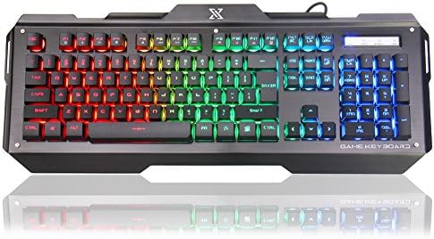 TNI Rainbow Backlit Gaming Keyboard with Multi Colors LED Light 21 Keys no Conflict 12 Multimedia Keys Mechanical Feel Waterproof (2016)