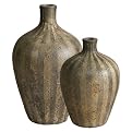 Set of 2 Rajiv Vases - Black/ Ivory/ Tan