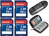 32GB x4 = 128GB SD Sandisk SDHC Class 4 Secure Digital Memory Card Bonus Pack Kit Includes Card Reader and Card Case/Wallet