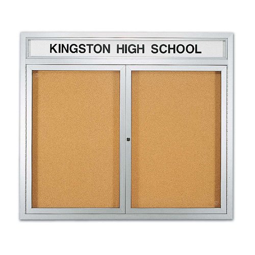 42H x 24W Indoor Enclosed Bulletin Board with Name Header and One Door