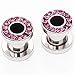 PiercingJ 6pcs Punk Rhinestone Crystal Screw Tunnels Ear Expander Stretch Plugs Piercing Gauge 2g