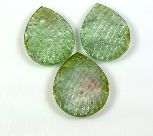 Starjewelryco 31.80 Cts Natural Top Lime Green Color Tourmaline Gemstone Leaf Carving Set Brazil