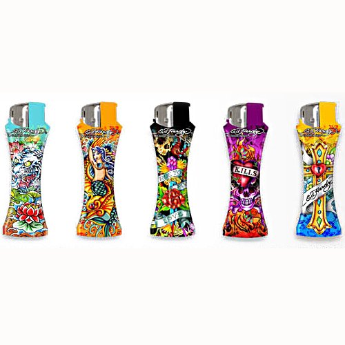 Ed Hardy 5-pack Curve Refillable Tattoo Lighters Design A