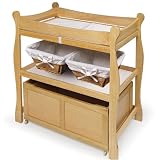 Natural Sleigh-Style Changing Table with Rolling Storage Cart