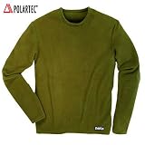 TAIGA Men's Polartec Microfleece Crewneck Long-Sleeved Fleece Shirt, Olive, MADE IN CANADA