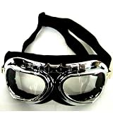 Motorcycle Scooter Mopeds Pilot Style Goggles , Clear Lens