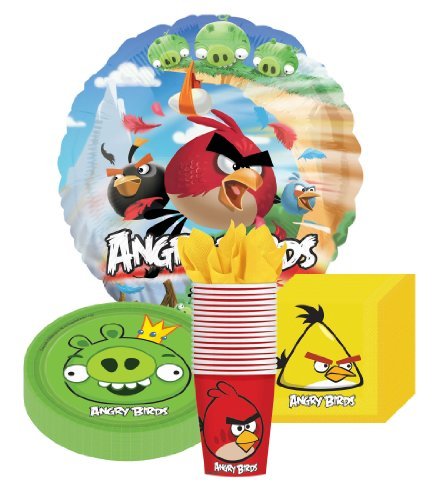 Angry Birds Party Supplies Pack for 16 Guests Includes Plates, Cups, Napkins and Metallic Foil Balloon