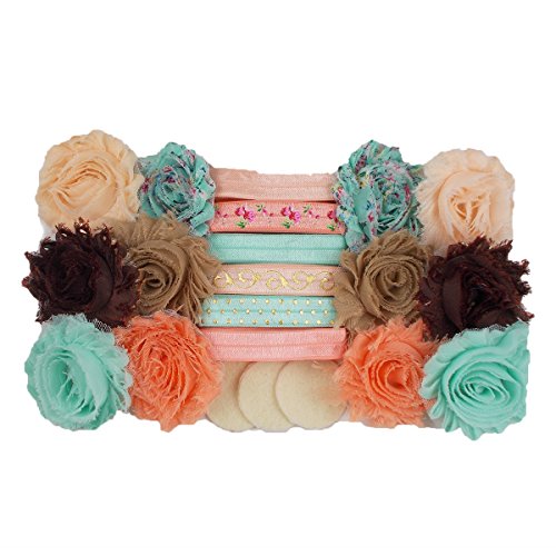 Peachy Keen - Mini DIY Headband Kit - Makes 12 Single or 6 Double Headbands - Baby Shower Headband Station - Fashion Headbands for Birthday Party & Baby Shower Games