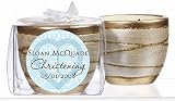 Baby Keepsake: Blue Heart Cross Theme Personalized Elegant Scented Pottery Votive Can (Set of 24)