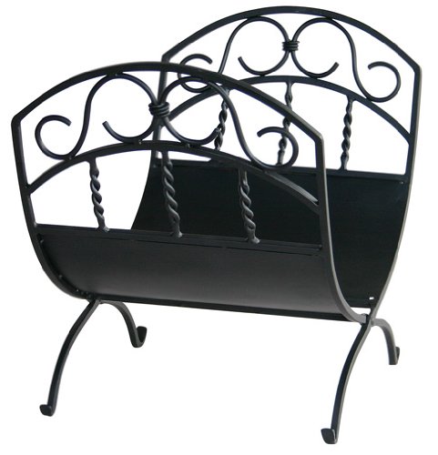 Uniflame, W-1035, Black Wrought Iron Log Rack with Scrolls