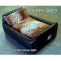 Zippy Pet Dog Bed - Faux Leather Divan - Large - Colour Black/Leopard