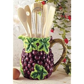 Grapes Wine Kitchen Utensil Tool Set Decor Pitcher 7 Piece
